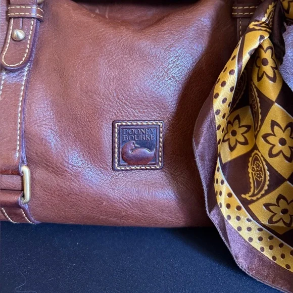 Dooney & Bourke Brown Leather Florentine Satchel Crossbody - Picture 2 of 10